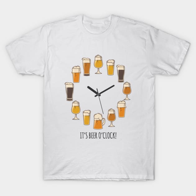 It's Beer O'clock! T-Shirt by Printadorable